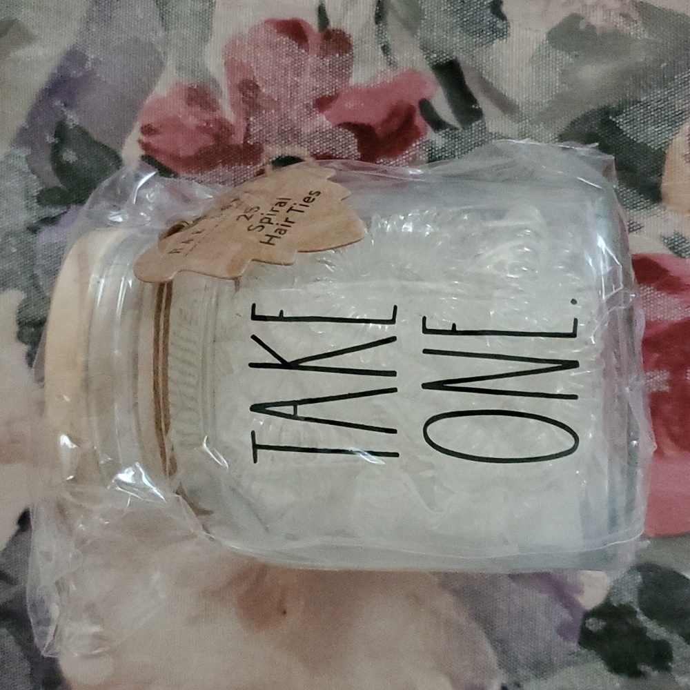 New Rae Dunn Take One hair tie jar